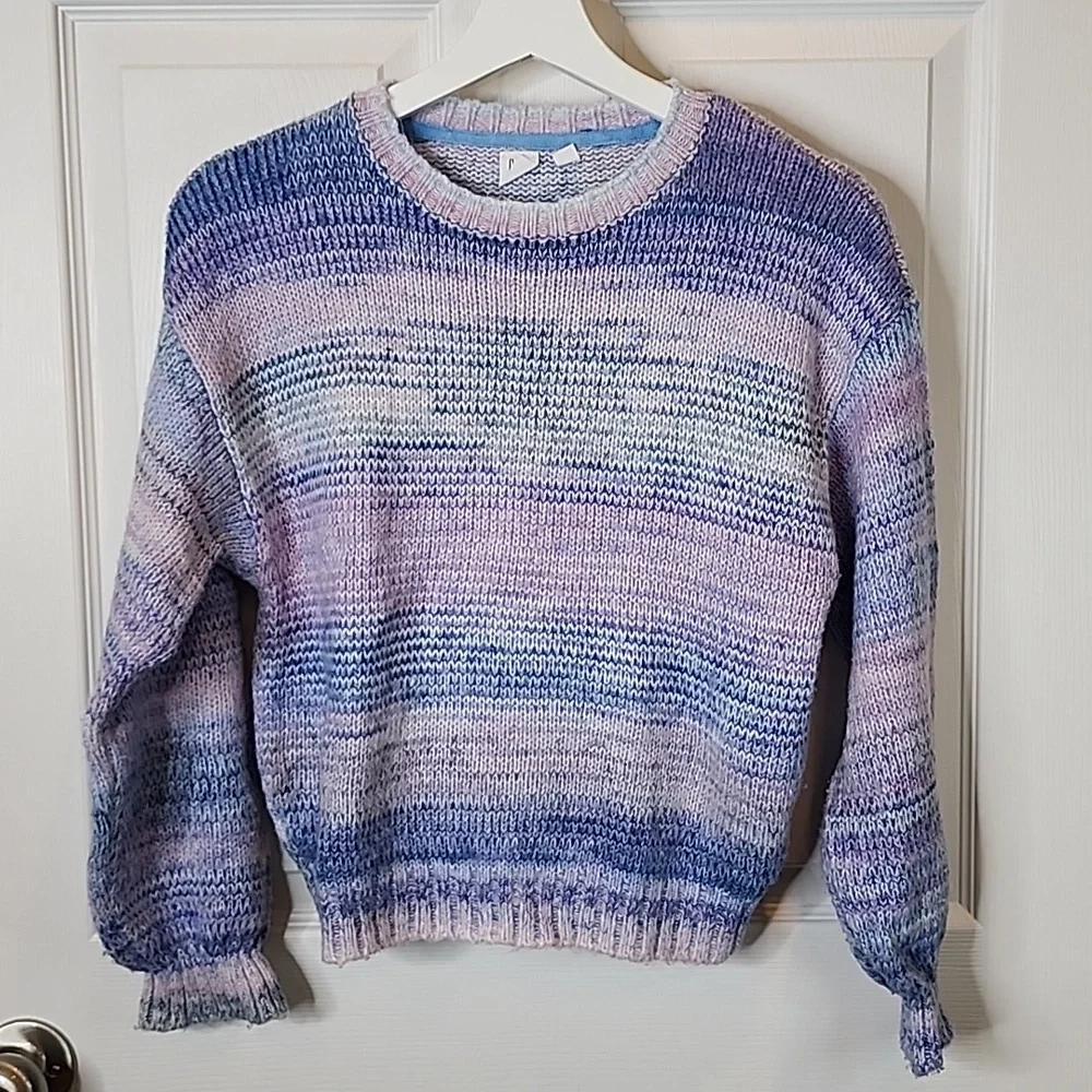 Gap Kids Softest Pullover Sweater Blue Multi Stripes, Kids Size Large